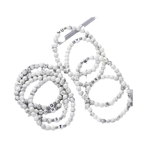 Bracelets en perles de howlite blanche 6mm avec lettres pour hommes et couples, lot assorti
