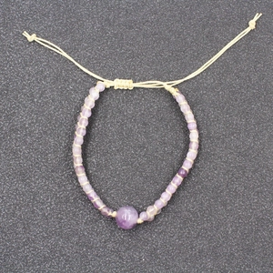Handmade double-layer braided natural stone yoga bracelet with adjustable purple beads