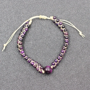Double-layer handmade woven yoga bracelet with 4mm purple natural stone beads
