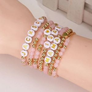 Bracciale di Perline Sovrapponibili Boémien Fatto a Mano in Lega di Argilla Polimerica Colorata MAMA Lettera Perline Bracciale Donna Gioielli