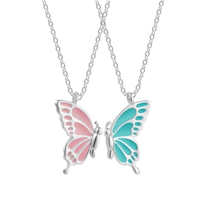 Luxury Alloy Butterfly Pendant Necklace Set For Couples Women Fashionable Gold Color Drip Oil Butterfly Wings Jewelry Gifts