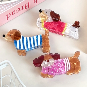 Χαριτωμένο Κλάμερ Μαλλιών Dachshund για Γυναίκες Κορίτσια PVC Κινούμενο Σχέδιο Ζώου Πολύχρωμο Ριγέ Μοτίβο Αστεριού Αξεσουάρ Μαλλιών