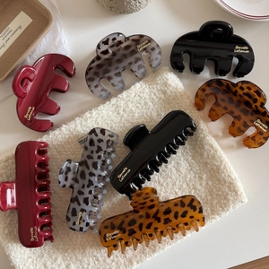 Elegant Leopard Print Hair Claw Clip Acetate Acrylic Large Hair Catch French Style Solid Color Hair Accessories For Women