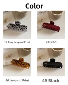 French style large leopard print hair claw clips in four assorted elegant colors