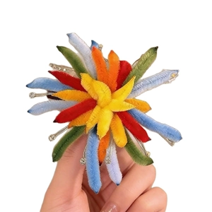 Pince à cheveux fleur feu d'artifice colorée avec des strass étincelants pour femme