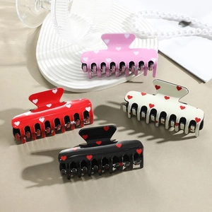 Damen Valentinstag Herz Druck Große Haarklammer Mode Süße Matte Shark Clip Für Dickes Haar Styling Haarschmuck