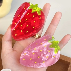 Pince à Cheveux Fraise en Acétate Mignonne Barrette à Fruits Pour Femmes Filles Accessoire de Coiffure Doux