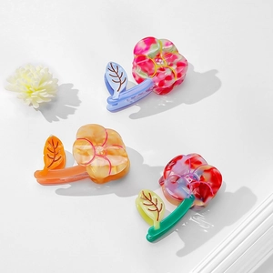 Pince à Cheveux en Acétate de Cellulose Faite à la Main Style Coréen Élégante Pince à Cheveux Fleurie pour Femmes et Filles