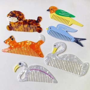 Cartoon Animal Shaped Acetate Hair Combs For Women Cute Swan Fox Dog Bird Styling Hair Brush Wide Tooth Makeup Comb Fashion Hair Accessories