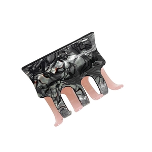 Minimalist square marble patterned hair claw clip with pink interior for elegant styling
