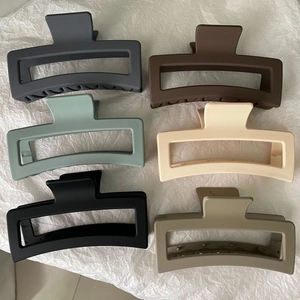 Set of 6 large matte rectangular hair claws in various neutral colors for thick hair