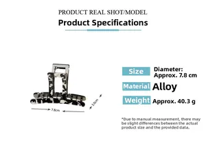 Detailed size specifications for marble pattern acetate hair claw clip with alloy metal base