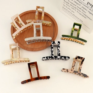 French vintage leopard print acetate large hair claws in various stylish patterns