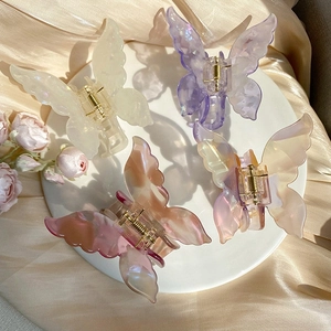 French Vintage Acetate Butterfly Hair Claw Clip For Women Marble Iridescent Pearlescent Butterfly Hair Accessories Elegant Styling Tool