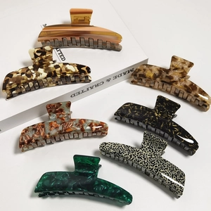 Acetate Large Hair Claw Clip French Vintage Marble Tortoise Shell Pattern Hair Clips Non Slip Strong Hold Styling Accessories