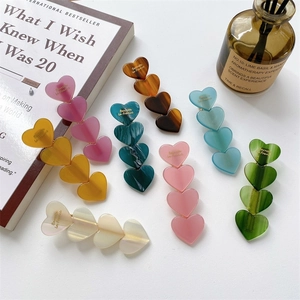 Barrettes à Cheveux en Acétate Forme de Cœur pour Femme Style Coréen Texture Marbrée Pinces Latérales Accessoires Quotidiens