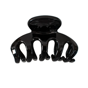 Glänzende schwarze Haarklammer für Damen in minimalistischem Vintage-Halbrund-Design