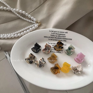 Barrettes chat en acétate faites main avec motifs marbrés et écaille pour femmes