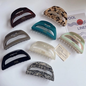 Vintage French Style Acetate Hair Claw Hollow Out Geometric Leopard Spotted Large Shark Clip For Women Hair Accessories