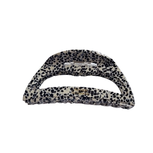 Elegant dalmatian print acetate hair claw clip with golden Barrette la France text