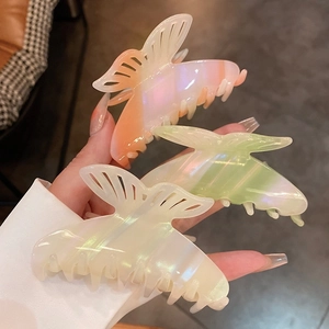 Cellulose Acetate Butterfly Hair Claw Clip Elegant Striped Pearlescent Hollow Out Hair Clamp For Women Daily Accessories