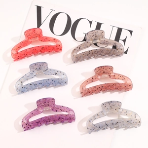 Large Cellulose Acetate Hair Claw Clip Hollow Shark Clip Marble Pattern Non-Slip Hair Accessories For Women Daily Hair Catch Hairpin