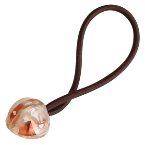 Élastique à cheveux tulipe française avec perle en résine marron texturée élégante