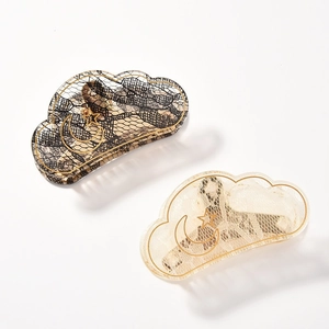 Vintage Cloud Shape Acrylic Hair Claw Clip With Lace Pattern Gold Star Moon French Styling Hair Accessories For Women