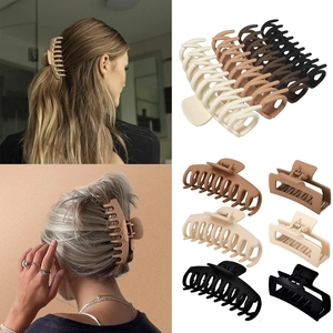 Grande Pince à Cheveux Mate Givrée Design Rectangulaire en Os de Dragon Clip de Requin en Résine Accessoire de Coiffure pour Femmes