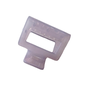 Translucent lavender square hollow hair claw clip with durable metal spring on white background