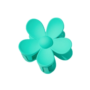 Matte mint green flower claw clip made of durable PC resin for elegant hairstyling