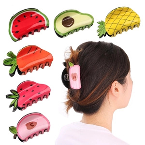 Mollette per Capelli in Acrilico a Forma di Frutta Fragola Anguria Ananas Avocado Grandi Fermagli per Capelli Accessori per Donne e Ragazze Moda