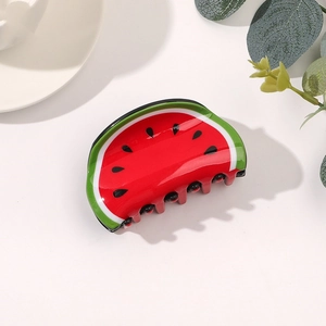 Pinza per capelli alla moda in acrilico a forma di anguria con finitura lucida da donna