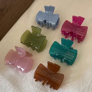 Lot de six pinces à cheveux en forme de nœud en résine avec lettrage doré élégant