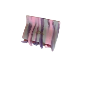 Pink and purple marble textured acetate hair claw clip with gold handmade lettering