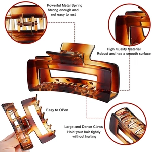 Large amber tortoiseshell hair claw clip for thick hair with durable metal spring