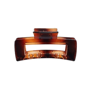 Large amber tortoise shell hair claw clip with non-slip square design for thick hair