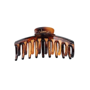 Classic amber tortoiseshell resin hair claw clip with strong metal spring for women