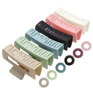 Grande Pince à Cheveux Rectangle en Plastique Mat Couleur Morandi Accessoires de Coiffure Avec Élastiques à Spirale Femme