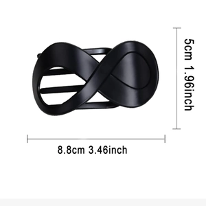 Mattschwarze Haarklammer in Unendlichkeitsform für Damen, Größe 8,8 cm in der Breite