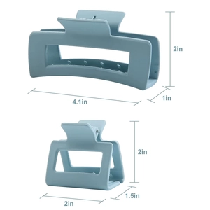 Comparaison de taille entre grandes et petites pinces à cheveux bleu Morandi mat en 4,1 et 2 pouces