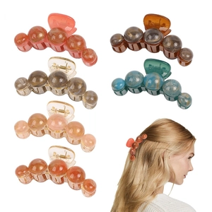Grande Pince à Cheveux Perle Ronde Texture de Marbre Plastique Pince Requin Antidérapante pour Femme Accessoires Cheveux
