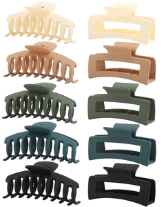 Lot de 10 pinces à cheveux mates en 5 couleurs aux designs rectangulaires et courbés