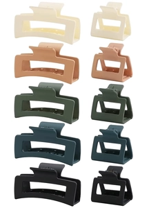 Lot de 10 pinces à cheveux mates aux couleurs Morandi, formes rectangulaires et carrées