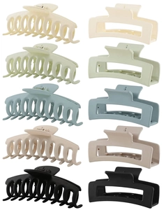 Lot de 10 pinces à cheveux mates aux couleurs Morandi et styles géométriques variés
