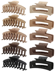 Lot de 10 pinces à cheveux mates aux tons terreux avec diverses formes géométriques et courbes