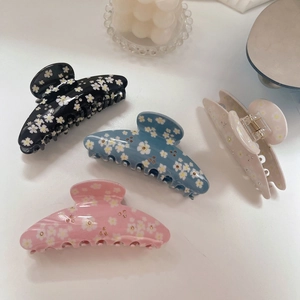 Mode Gänseblümchen Druck Strass Acetat Haarkralle Elegant Blume Haarklammer Haarnadel Zubehör Für Damen Täglich Pendeln