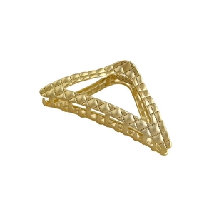 Elegante pinza per capelli triangolare dorata con motivo a griglia minimalista per acconciatura