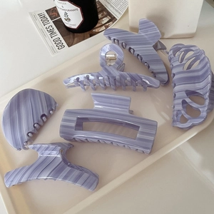 Vintage Purple Acetate Hair Claw For Women Marble Pattern Shark Clip Elegant Hair Styling Accessories Large Hair Clamp