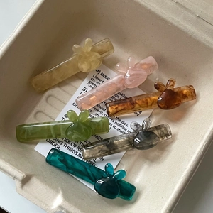Lot de 6 barrettes à cheveux en acétate avec oreilles de lapin et motif marbre